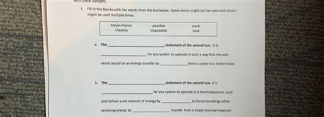 Solved 1 Fill In The Blanks With The Words From The Box Chegg