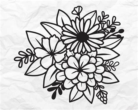 Blumen Svg Blumenstrau Svg Blumendekoration Etsy