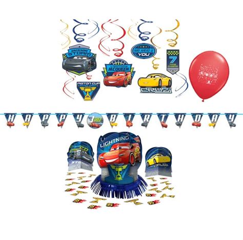 Lightning Mcqueen Cars Birthday Party Decorations Cars 3 Decor Set With Banner Centerpieces