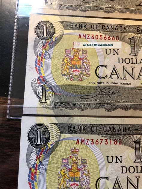 3 - 1973 BANK CANADA $1 ONE Dollar Bills Serial Number AMZ Canadian
