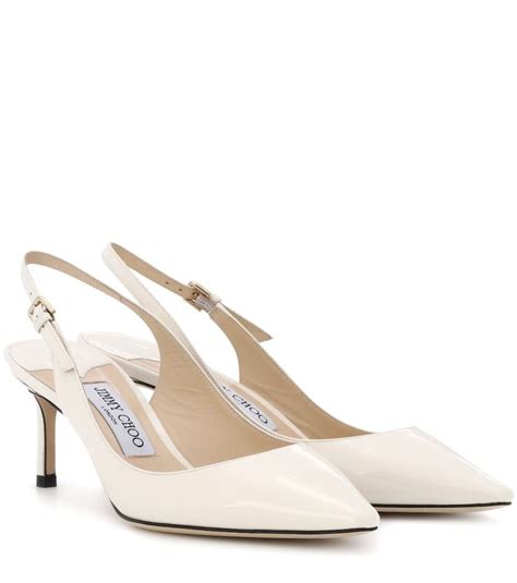 Jimmy Choo Erin 60 Patent Leather Slingback Pumps Chalk 645