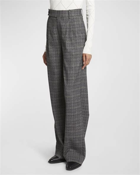 Proenza Schouler White Label Plaid Wide Leg Suiting Trousers Neiman