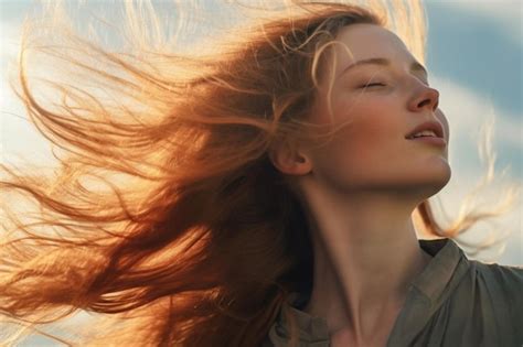 Mujer Generativa Ai Con Cabello Largo Ondeando Al Viento Foto Premium