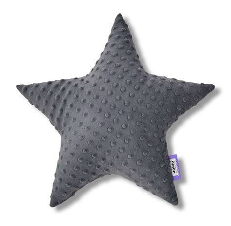 Star Pillow – Minky™ fabric - Grey color - Jukki.uk - Baby Shop