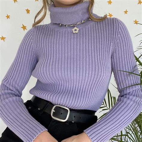 💜 Lilac Turtleneck Sweater 💜 Great Condition Depop Purple Outfits Ladies Turtleneck