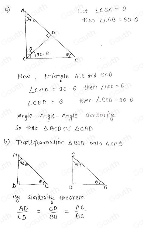 Solved 7 In The Diagram Of Right Triangle ABC The Altitude To The