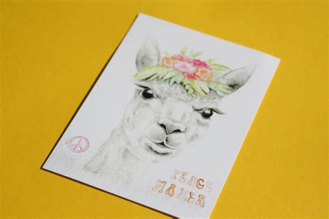 Postkarte Alpaka Lama Grußkarte Lama Alpaka Karte selbst Etsy