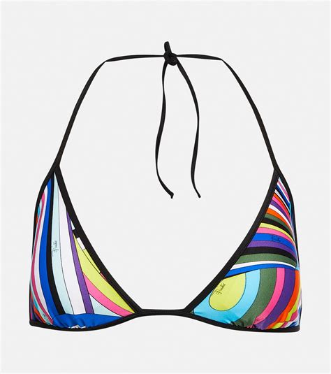 Printed Triangle Bikini Top In Multicoloured Pucci Mytheresa