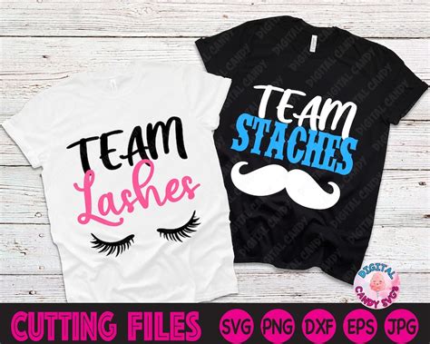 Team Lashes Team Staches Gender Reveal Svg Boy Or Girls Etsy