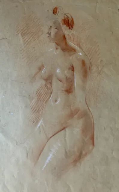 Dessin Ancien Etude Femme Nue Sanguine Fin Xixeme D But Xxeme Old