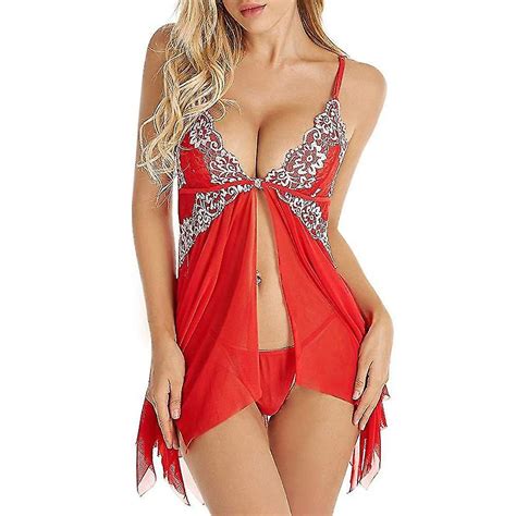 Lingerie Vrouwen Nachtkleding Bloemen Kant V Hals Lingerie Set Open