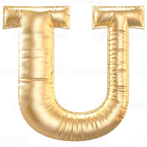 Oro Bolla Lettera U Font 3d Rendere 36305034 Png