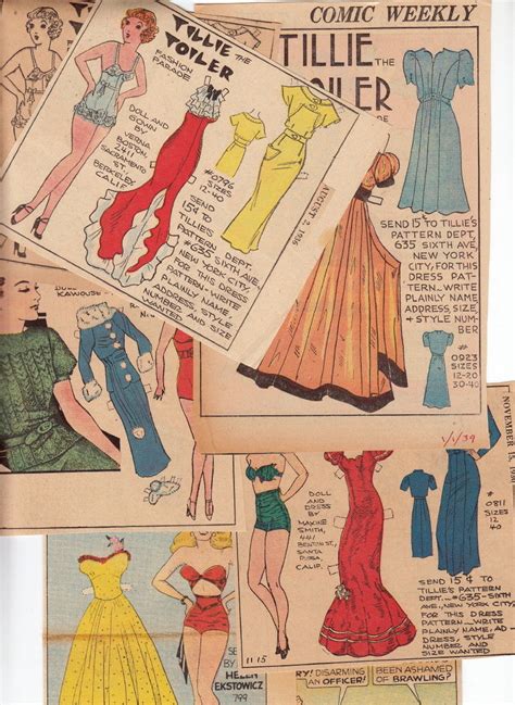 Lot Of Vintage Tillie The Toiler Fashion Parade Paper Doll Comic Pages