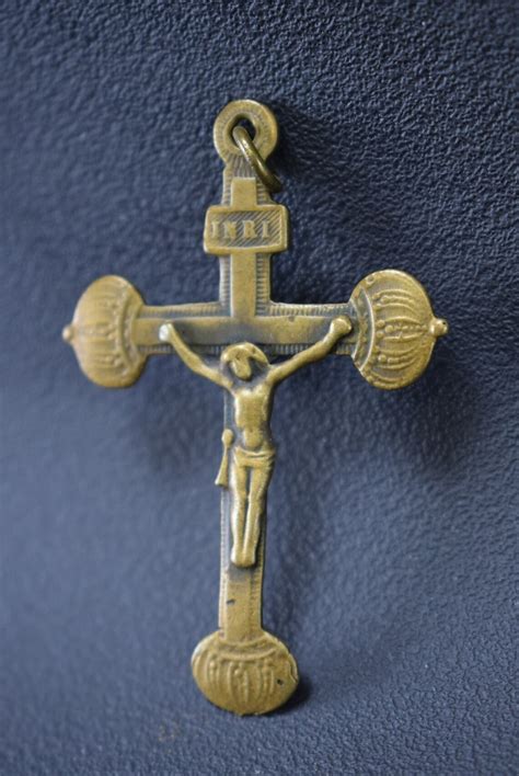 Priest Brass Crucifix Cross Pendant Nun Monk Necklace Vintage Etsy