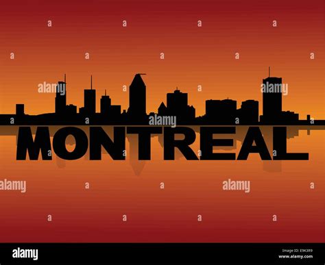 Montreal skyline reflected at sunset vector illustration Stock Vector ...