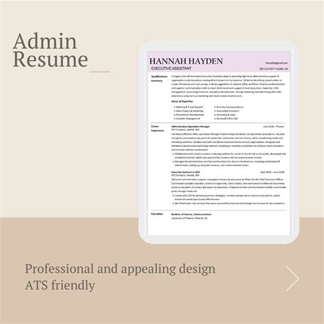 Administrative Resume And Cover Letter Template Professional Resume Appealing Format Ats Friendly