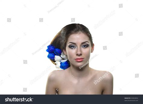 Nude Girl Flowers Her Hair On Stock Photo Shutterstock