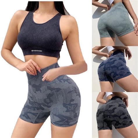 Hongwillyang Camouflage Women S Sports Pants Fitness Peach Hip Yoga