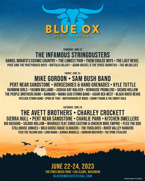 Backwoods Stage Lineup Blue Ox Music Festival