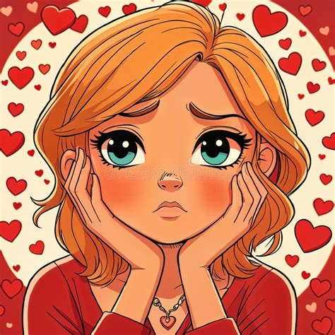 Cartoon Girl With Red Hair And Blue Eyes Stock Illustration