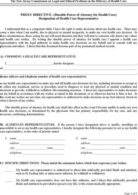 Printable Power Of Attorney Form Nj