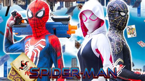 TEAM SPIDER MAN Vs BAD GUY TEAM Live Action Story Fun Heroes Nerf War