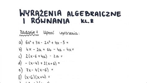 Wyrażenia algebraiczne I równania klasa 8 GWO Matematyka z plusem