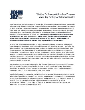 Fillable Online Jjay Cuny Visiting Professor Scholars Program Form