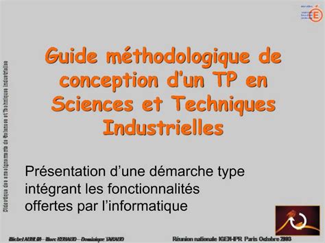 Ppt Guide M Thodologique De Conception D Un Tp En Sciences Et