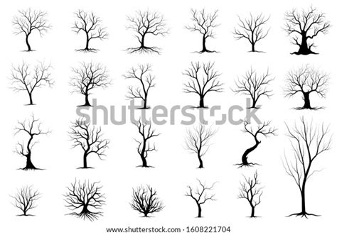 Black Branch Tree Naked Trees Silhouettes Stock Vector Royalty Free 1608221704 Shutterstock