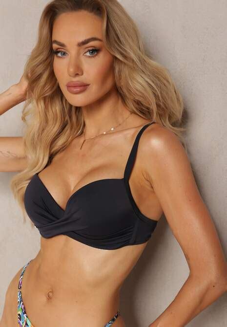 Czarne Bikini Biustonosz na Cienkich Ramiączkach z Regulacją i 2 Pary Majtek z Wiązaniem i