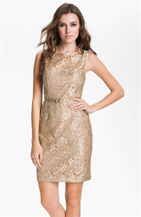 Maggy London Back Cutout Metallic Lace Sheath Dress Nordstrom