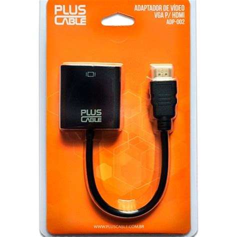 Cabo Adaptador Hdmi M X Vga F Preto ADP 002 Plus Cable No Shoptime