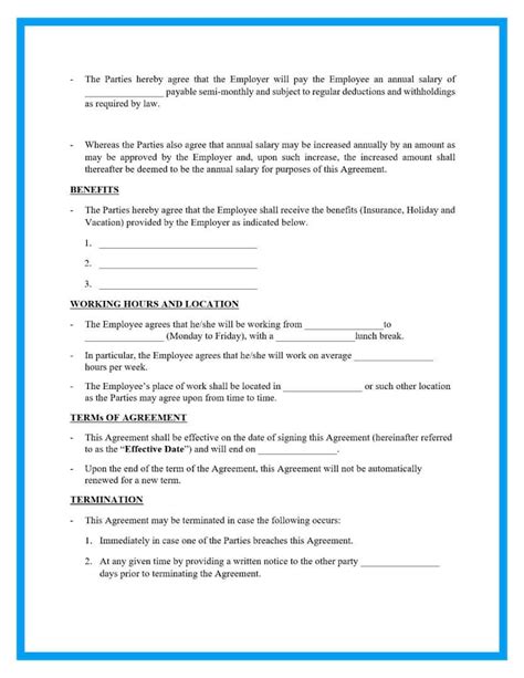 Employment Contract Agreement Template Etsy Australia