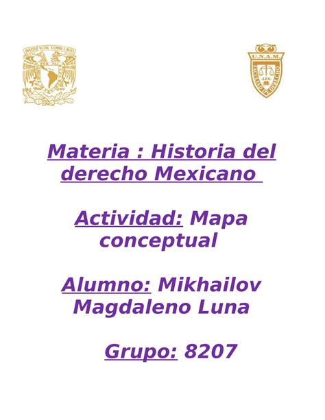 Act Uni Historia Del Derecho Mexicano Materia Historia Del