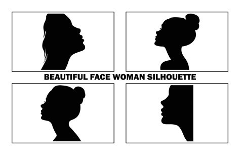 Beautiful Face Woman Side View Silhouette on Isolated white background ...