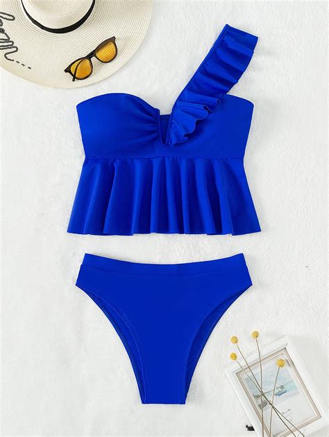 SHEIN Swim Chicsea Bikini à volants asymétrique Mode en ligne SHEIN