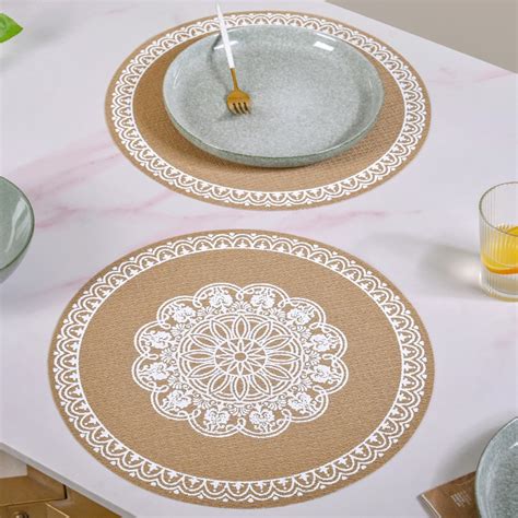 boho white mandala table mat set    premium table mat nestasia