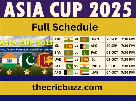 Asia cup 2025 schedule | THE CRICBUZZ