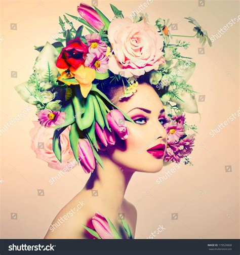 Spring Woman Beauty Girl Flowers Hair Stock Photo 179524868 Shutterstock