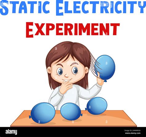 Experimento de electricidad estática con ilustración de pelo y globos