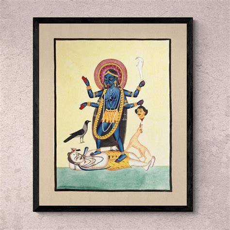 Kali Maa Goddess Wall Art, 1800s India, Calcutta, Kalighat Painting ...
