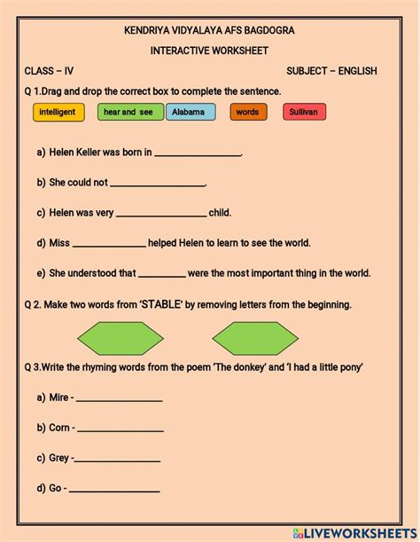 Grade 4 English Worksheet Live Worksheets Worksheets Library