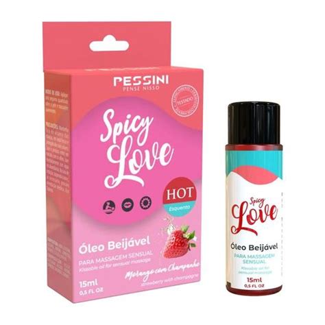 Spicy Love Hot 15ml Óleo Beijável Morango Intense Sexshop Juiz de Fora