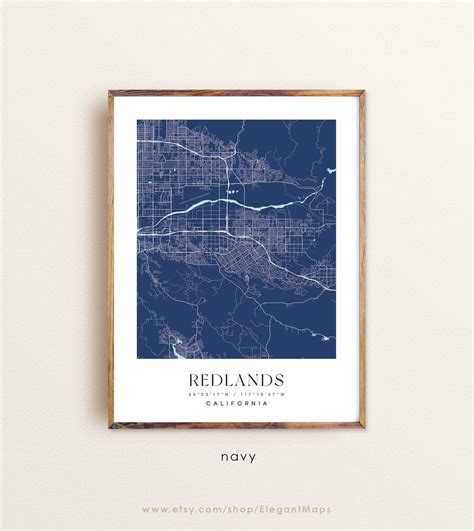 Redlands California map Redlands CA map Redlands city print | Etsy