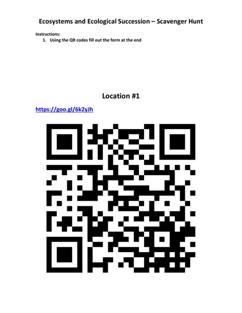 Ecosystems And Ecological Succession Qr Code Scavenger Hunt Turned Online