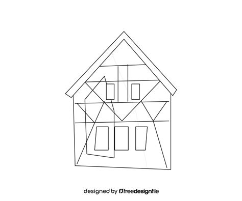 House illustration black and white clipart free download