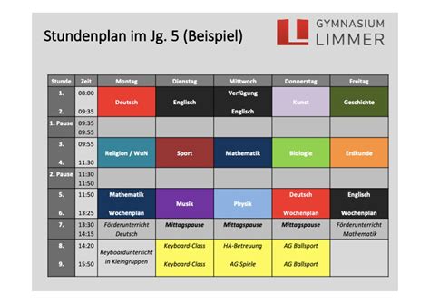 Stundenplan Beispiel Gymnasium Limmer