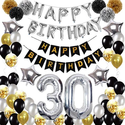 Buy HULASO 30th Birthday Decorations Black And Gold Party Decorations