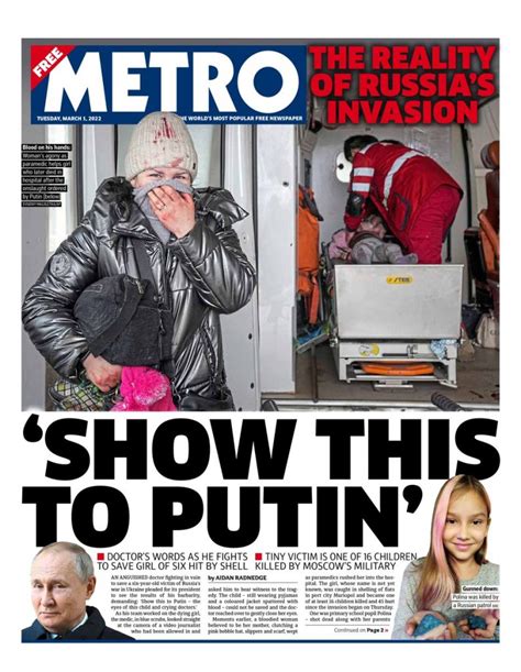 Metro Front Page 1st Of March 2022 Tomorrows Papers Today